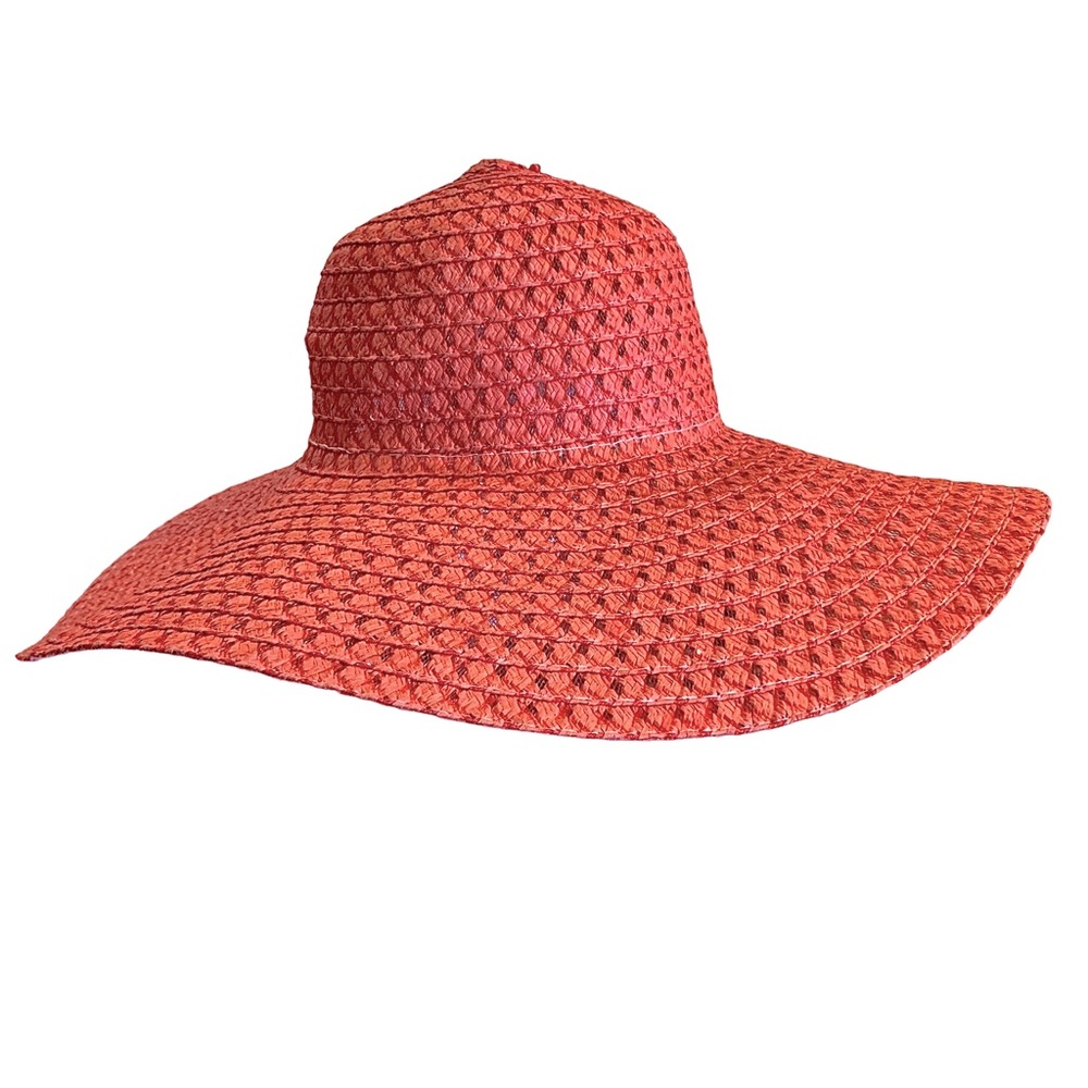 WOMENS STRAW OVERSIZE FLOPPY SUN HAT RED MELLON